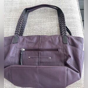Nino BOSSI Purple and Black Satchel with Braided Handle